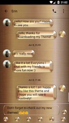 SMS Messages Gold Copper Theme android App screenshot 4